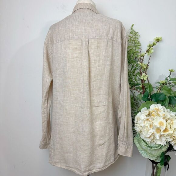 J. McLaughlin | Beige Linen Button Detail Tunic Blouse | Medium - Picture 7 of 12
